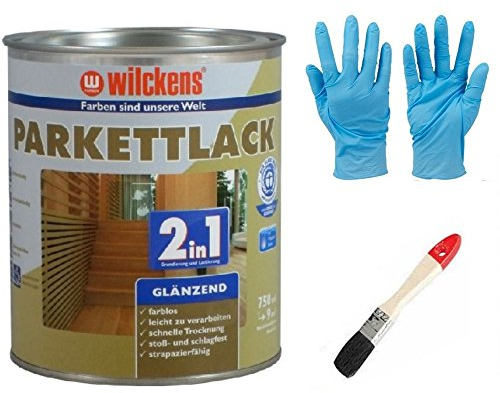 2 in 1 Hartlack Parkettlack, Grundierung und Lackierung inkl. 1 Pinsel von E-Com24 750 ml glänzend