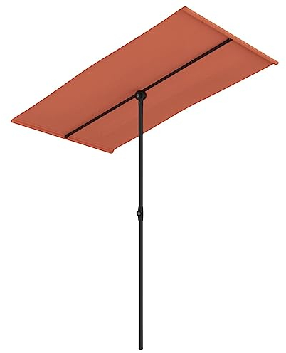 vidaXL Sonnenschirm mit Aluminium-Mast Höhenverstellbar Drehbar Ampelschirm Gartenschirm Marktschirm Strandschirm Schirm Sonnenschutz 180x110cm Terracotta-Rot
