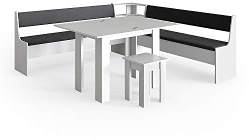 Vicco Corner bench group Roman, White, 210 x 210 cm