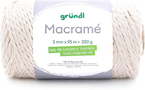 Gründl 4889-01 Macramé Fil De Crochet - Naturel - 95 m