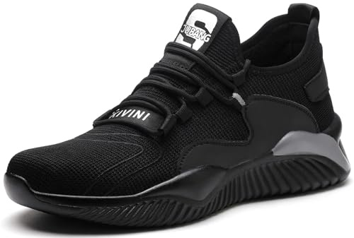 Mitudidi Scarpe Antinfortunistiche Uomo Donna Scarpe da Lavoro Nero 40 EU