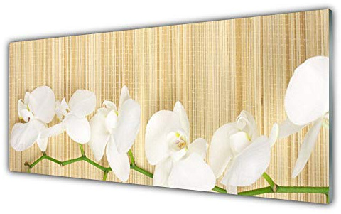Tulup Impression sur Verre Trempé 125x50cm - Plastique Imprimés Tableau Mural Moderne Décoration Déco Design 4 Crochets - Fleurs Floral