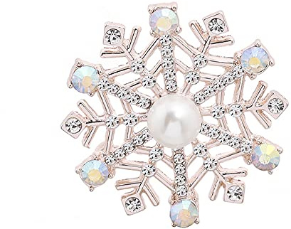 Spilla di Natale con strass di cristallo CZ perla Inverno Fiocco di Neve Spille Decorazioni Festose Ornamenti Cravatta Accessori per Abito Gioielli per Donne Ragazze Natale Buon Natale