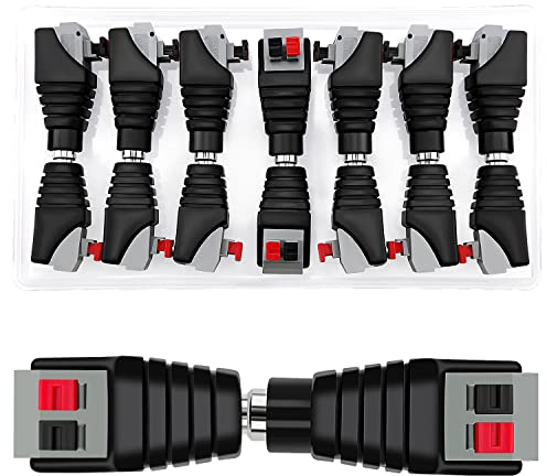 KUOQIY 7 Paia Connettori di Alimentazione DC, 12V/24V DC Maschio e Femmina Connettore Spina Jack Set, Connettori Maschio + femmina 2.1 x 5.5mm, per Telecamera CCTV, Striscia Luminosa a LED