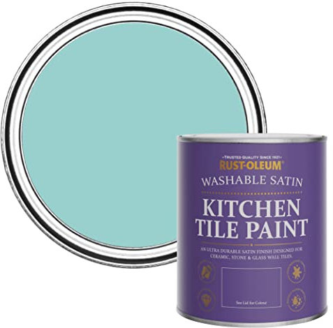 Rust-Oleum Blue water resistant Kitchen Tile Paint in Satin Finish - Teal 750ml
