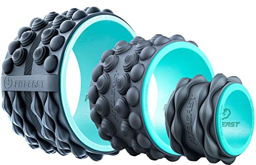 FitBeast Back Roller, Back Wheel Foam Roller - Targeted Muscle Roller for Deep Tissue Massage, Back Stretcher (6''+9''+12'', Blue)