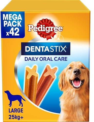 Pedigree Dentastix Snack pour l'hygiène buccale, Grand Chien + 25 kg Pack de Stock, 42 bâtonnets - 1620 g