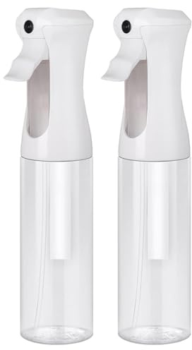 VIGOR PATH Continuous Spray Bottle for Hair – Fine Mist Mister for Hairstyling, Cleaning, Plants, Pets, Barbers, Salons, and Essential Oil Applications (300ml/10.1 oz) Clear 2 Pack