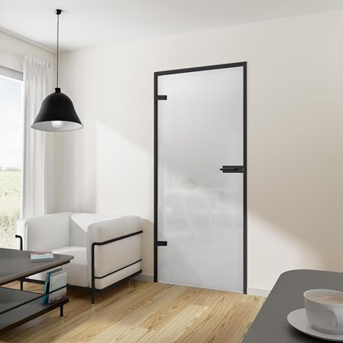 inova Glastür Komplettset 834 x 1972 x 8 DIN Links rechts Studio mit Beschlag schwarz vollsatiniert