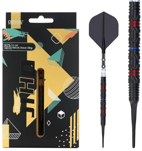 CUESOUL JIHO S1 18g Punta Suave 90% tungsteno de Juego de Dardos con Revestimiento de Titanio y Vuelo unificando Rost T19