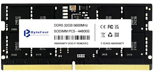 ByteFest RAM DDR5 32GB 5600MHz PC5-44800 CL46 1.1V SODIMM 262-Pin Laptop/Notebook RAM Moduli di memoria
