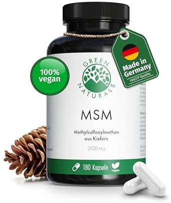 MSM Kapseln 2100 mg - Hochdosiertes Methylsulfonylmethan aus Kiefern - 2 Monatsvorrat (180 Kapseln) - Apothekenqualität - vegan & allergenfrei - Green Naturals®