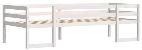 vidaXL Cadre de lit pour Enfants Blanc 90x190 cm Bois de pin Massif, lit pour Enfant, lit Simple pour Enfant, lit en Bois Massif pour Enfant