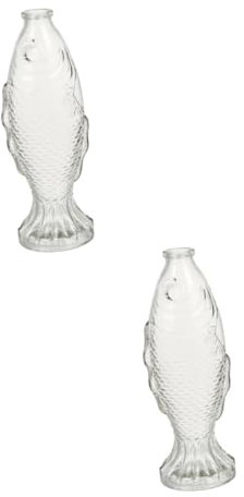 Mikinona 2St Fisch förmige Glasflasche Rotweinkaraffe Flasche mit Küstenmotiv Fischförmiger Vasen-Blumenhalter Anlage wohnungsdeko blumenstecker Blumentöpfe Fischflasche Tabelle Glasflasche
