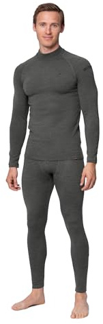 DANISH ENDURANCE Conjunto Térmico de Lana Merino para Hombre, Gris Oscuro, L