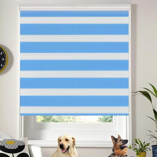 Verdunklungsrollo Klemmfix 50 x 280 cm Verdunkelung Sonnenschutz Gardine Klemmrollo Duo Rollo Inkl. Zubehör für Schlafzimmer Küche, Blau