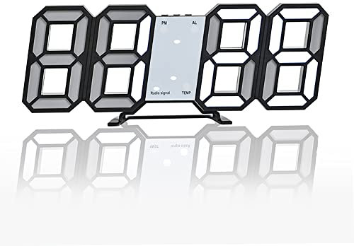 HZDHCLH Funkwecker LED Digitaluhr Snooze-Funktion,Funkuhr Digital Tischuhr mit Adapter 12/24 Stunden Datum Temperatur (Schwarz)