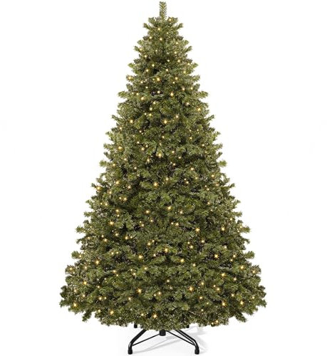 YITAHOME Albero di Natale artificiale da 182 cm, con illuminazione a 250 LED, circa 880 punte, albero di Natale realistico con telaio e supporto in metallo, montaggio rapido per casa, negozi, 182 x