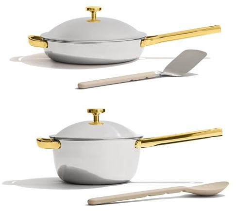 Our Place Titanium Pro Mini Cookware Duo – Always Pan & Perfect Pot with Nonstick No-Coating Technology | Tri-Ply Titanium & Stainless Steel | Safe for Oven, Induction & Cooktops up to 400°C | Gold