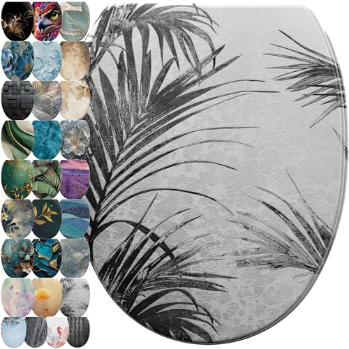 Sanilo WC Sitz mit Absenkautomatik & Schnellverschluss, Toilettendeckel per Knopfdruck abnehmbar, einfache Montage von oben (Palmera)