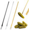 Aiyorse 3Pcs Pickle Fork, 8.66 Inches SUS 304 Stainless Steel Long Handle Pastry Fork Cute Food-Grade 2 Prong Appetizer Forks Cocktail Forks for Jar Cocktail Dessert Fruit (Gold, Sliver, Black)