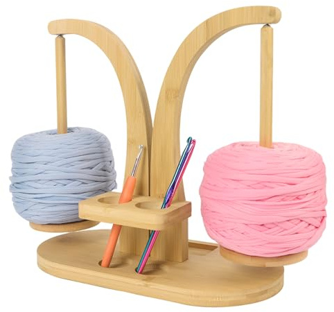 Yarn Holder Portable Magnetic Wool Holder Crocheting & Knitting Wooden Yarn Dispenser, with Rotating Magnetic Straight Axis Yarn Stand Organizer, for Knitting Lovers Supplies Gift