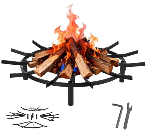 21 Fire Pit Grate & Fireplace Grate, Heavy Duty Heat Resistant Campfire Grill for Campfires and Outdoor fire pits(Black)