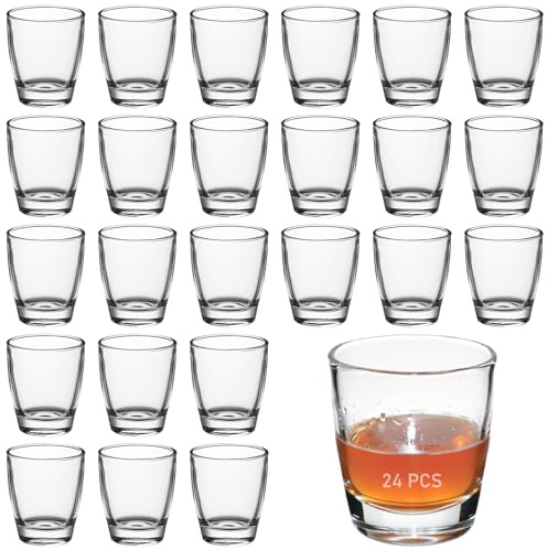 24 stycken snapsglas, 35 ml shotglas, likörglas diskmaskinssäkra, glas med tung botten, snapsglas för semestergatherings, familjebarer, festival