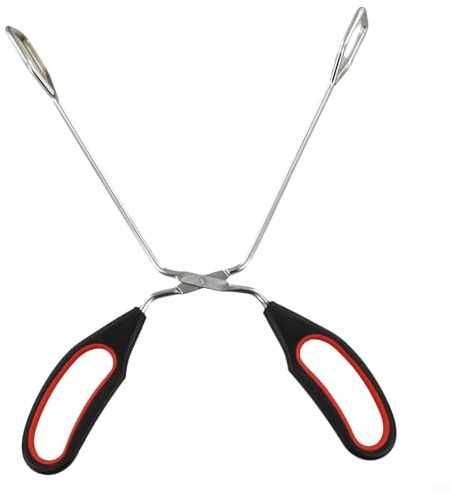 Pinzas de mango largo para alimentos, diseño de tijeras para una cómoda experiencia de cocción y horneado (M)