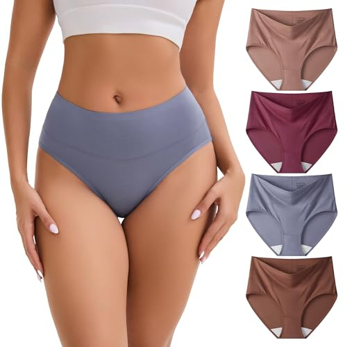 INNERSY Damkalsonger, hög midja, trosor, elastiska modala underkläder, trosor i mikrofiber, 4-pack