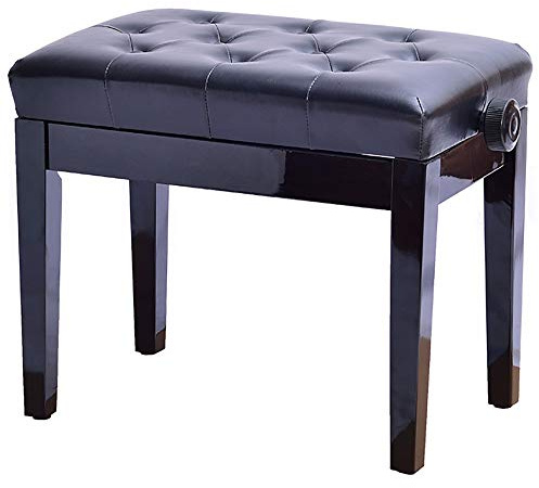 Pianopall med keyboardbänk, enkel hisspall, justerbar pianopall i massivt trä, 65x34x45cm, teak, teak-65x34x45cm, svart-65x34x45cm,Black-65x34x45cm