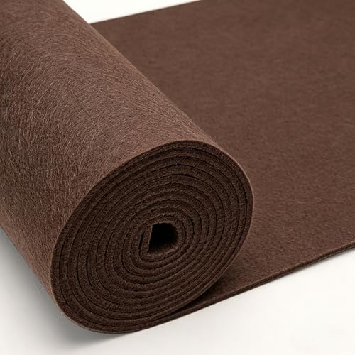 LUPATDY Tela de Fieltro Marrón Café 30cm x 250cm, Rollo de Fieltro para Manualidades, Telas por Metro, 4mm de Grosor, Tela de Fieltró para Patchwork, Costura, Manualidades, Decoración