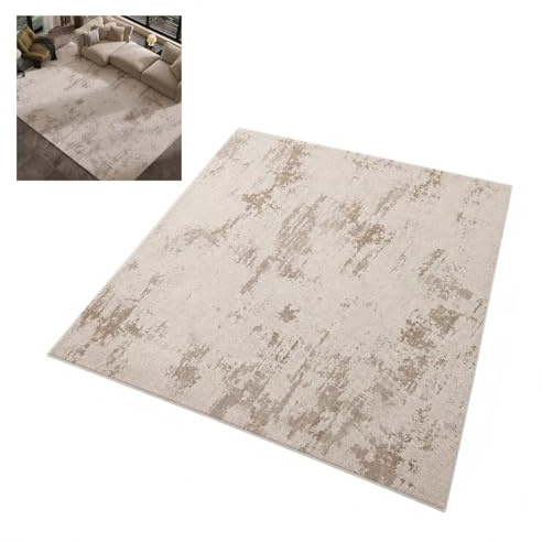 DUY Alfombra grande y moderna, inspirada en piedra caliza de mármol, impermeable, resistente a las manchas, antideslizante, alfombra suave de pelo bajo para sala de estar, dormitorio, oficina (B, 150