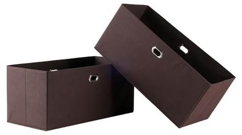 Winsome Torino 2 Piece Folding Fabric Baskets Chocolate (38222)