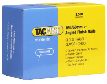 Tacwise 0772 Clavos 16G/50mm Inclinados, Caja de 2500 Unidades, Metalizado, 16 G / 50 mm