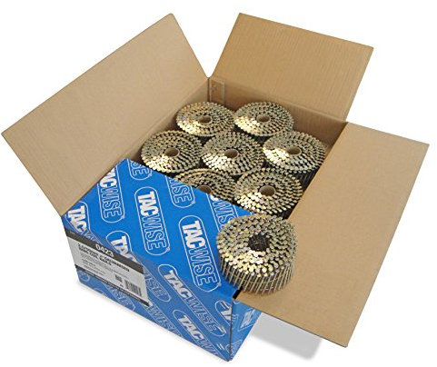 Tacwise 0423 Clous en Rouleau Galvanisés à Tête Plate de Type 2,5 / 50 mm, Pointe en Diamant, Tige Annelée, Inclinés à 16°, Reliés en Fil, Lot de 9000