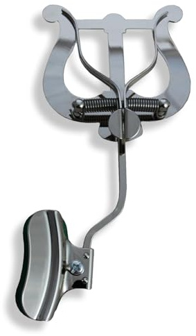 Soundman® Lira para Trombón - Soporte para Clip de partituras - Con tuerca para fijar en la campana - Atril de Marcha - Niquelada