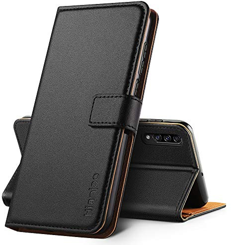 Hianjoo Funda Compatible con Samsung Galaxy A30s/ A50/ A50s, Suave PU Cuero Carcasa con Flip Case Cover, Cierre Magnético, Función de Soporte, Billetera con Tapa Tarjetas, Negro