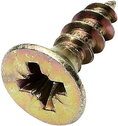 Aerzetix - C45195 - Lot de 100 - Vis à Bois - Ø6x20mm - en Acier Laitonné Métal - Tête Fraisée - à Empreinte Cruciforme Pozidriv - Couleur Laitonné