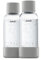 Mysoda: Wiederverwendbare Plastik Wasserflasche (BPA-frei) Wassersprudler mit Quick-Lock, Deckel und Boden aus Holzkomposit, 2 x 0,5 L - Grau