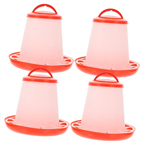 POPETPOP Comedero Automático para Pollos y Gallinas en Jaula 4 Piezas 1.5 Kg Plástico Tapa Alimentación Segura para Aves de Corral en Granja y Patio
