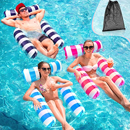 Letto Galleggiante, MLRYH 3 Pezzi Galleggianti gonfiabili per piscina 4 in 1 Galleggiante Sdraio Galleggiante Acqua Amaca Lettino Pieghevole Piscina Gonfiabile Giocattoli da Piscina.