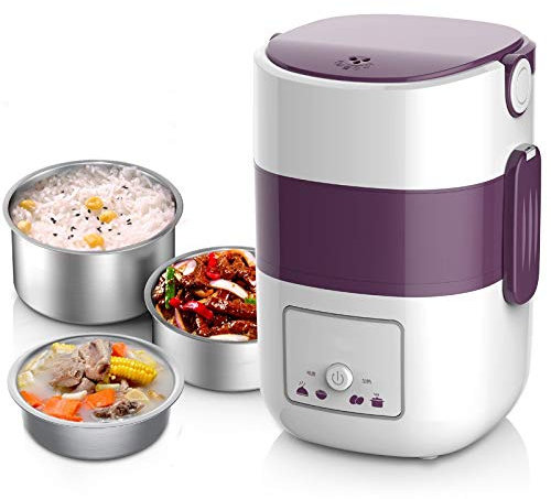 OQHAIR Vaporera eléctrica para Alimentos de 250W, Multifuncional, para el hogar, Tres Capas, Olla Caliente Dividida de Acero Inoxidable 304, Mini vaporera de 1,9 l