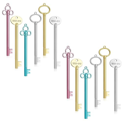 Taicols 12 Stück Neutrale Stifte, Vintage Schlüsselform Gel Pen, 0.5mm Kugelschreiber, DauerhaftRetro Kreativer Gelschreiber, Niedliche Mini Schwarzer Markierungsstift Set für Home, Schule, Büro (12)