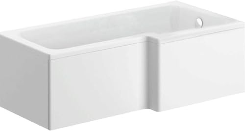 BAYSTONE 1700mm L Shaped White Acrylic Square Bathtub Right Hand Single Ended Bath - Bath Only