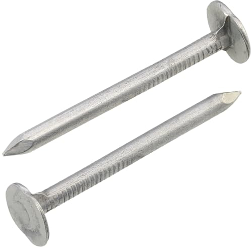 AERZETIX - C70840 - Set di 300 Chiodi a testa piatta larga Ø3x40mm - diametro testa Ø10mm - in acciaio - colore argento - feltro per coperchi tegole bituminose carpenteria rivestimenti per tetti