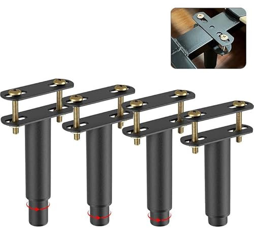 JOLIGAEA Lot de 4 Pieds de Lit Réglables, 8-12CM Résistants Pied de Lit sans Perçage, Pieds Rétractables en Métal, Pied de Meuble pour Lattes Universel Sommier MéTal, Canapé
