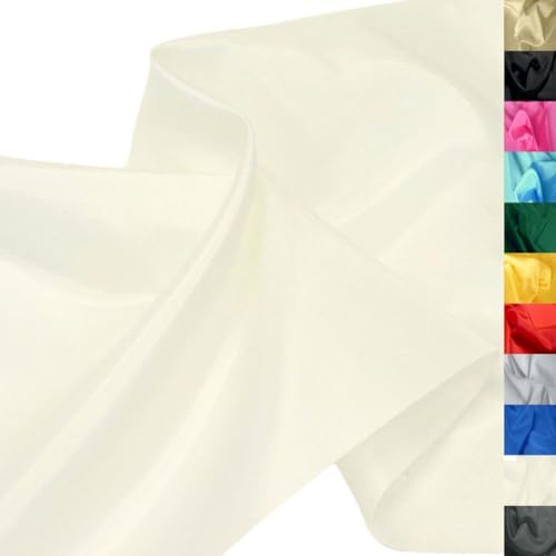 TOLKO 1m Futterstoff Meterware Futter-Taft | Blickdicht knitterarm | universal Stoff Dekostoff Kleiderstoff Hochzeitsstoff Kostümstoff | Stoffe zum Nähen Meterware Dekorieren (Ecru)