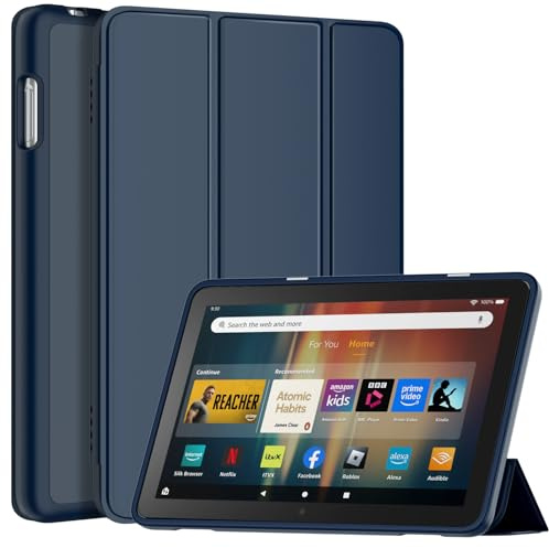 Sonlaryin Fire HD 8 Tablet Case (12/10th Gen, 2024/2022/2020) - Navy Blue | Lightweight, Dual Angle Trifold Stand with Soft TPU Back, With Auto Wake/Sleep Case for Fire HD 8/Plus/Kids/Pro Tablet