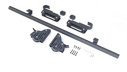 DZZTHSH Rail d'échelle de bibliothèque Roulant à Crochet + Roues de Sol et Frein, kit de Rail de quincaillerie pour échelle coulissante (échelle Non Incluse)